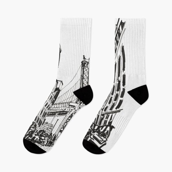 Item preview, Brooklyn Bridge New York Cityscape USA Pen and Ink Illustration designed and sold by Wall-Art-Sketch.
