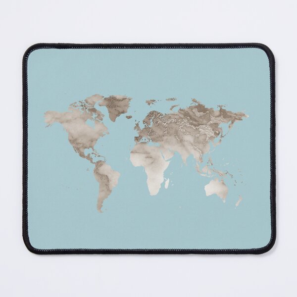 Item preview, World map silhouette watercolor natural sand color designed and sold by Marina Braga  Artista en acuarela y diseñadora gráfica.