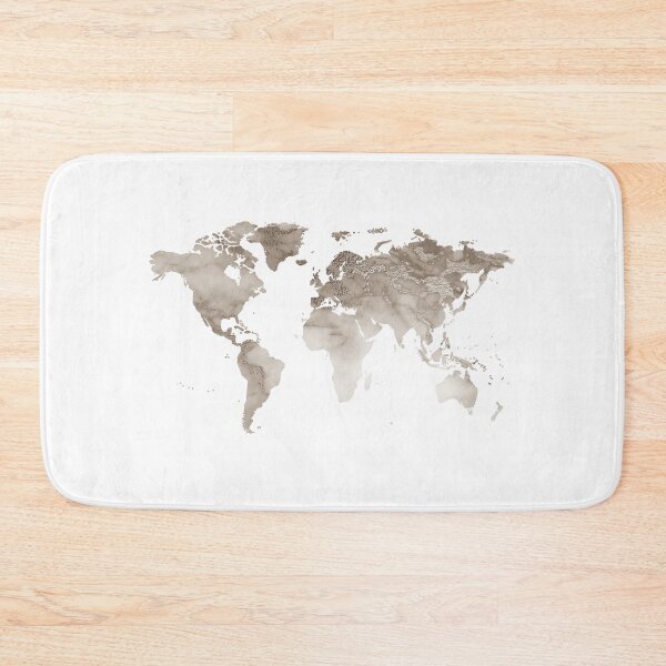Item preview, World map silhouette watercolor natural sand color designed and sold by Marina Braga  Artista en acuarela y diseñadora gráfica.
