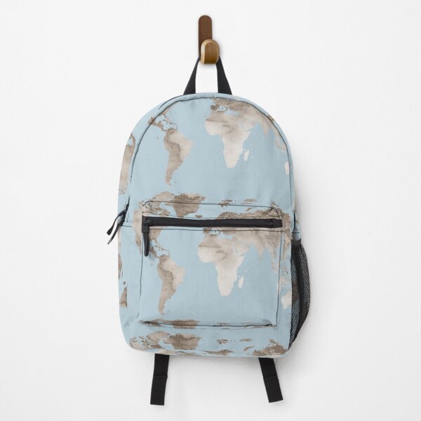 Item preview, World map silhouette watercolor natural sand color designed and sold by Marina Braga Artista en acuarela y diseñadora gráfica.