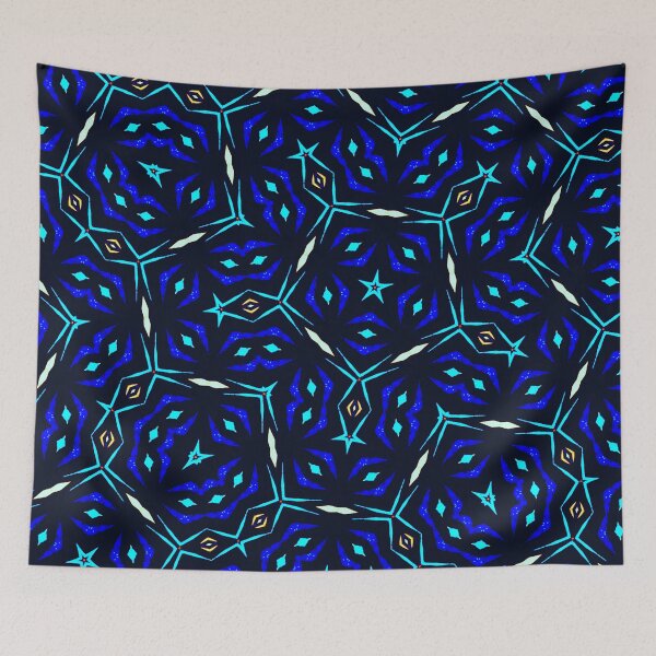 Item preview, Black Aqua and Blue Cosmic Penrose Seamless Pattern designed and sold by protegra.