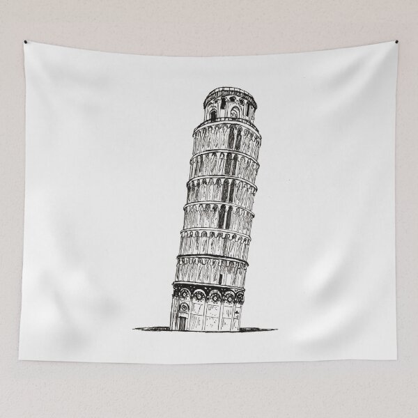 Item preview, Leaning Tower of PISA Italy Pen And Ink Illustration designed and sold by Wall-Art-Sketch.