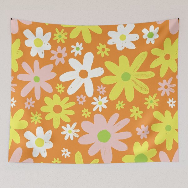 Item preview, Retro Flower Power Orange and Yellow Design designed and sold by GypsyGarou.