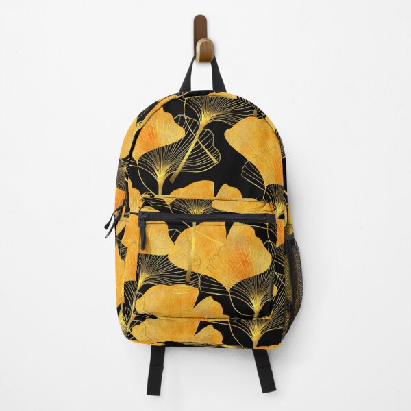 Item preview, Golden Ginkgo Leaves Pattern Black Background designed and sold by bloodberi.