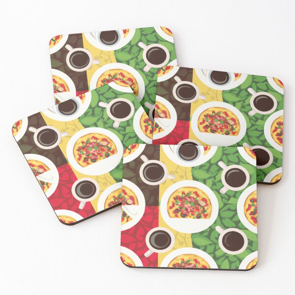 Item preview, Pizza and Cup of Coffee in Pattern designed and sold by theredsharp.