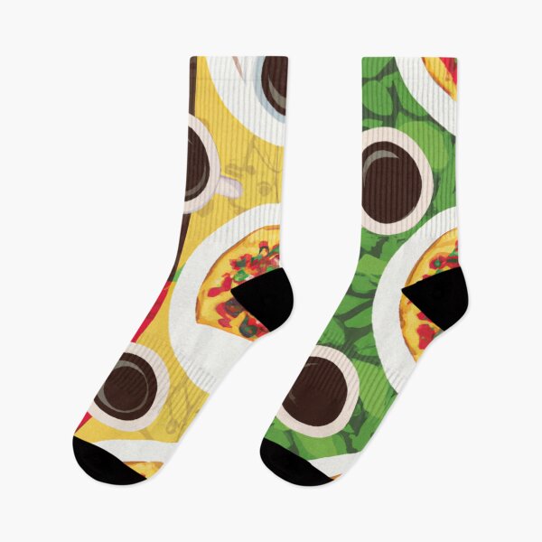 Item preview, Pizza and Cup of Coffee in Pattern designed and sold by theredsharp.