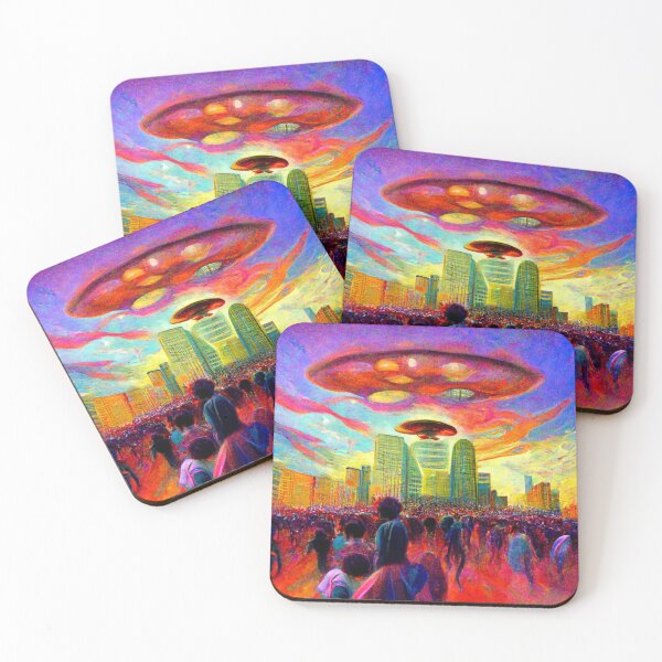 Item preview, Alien Invasion UFO Psychedelic Otherworldly Extraterrestrial Wispy Colorful Flying Object  designed and sold by Weirdarto.