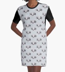 Blackwork Flowers Graphic T-Shirt Dress
