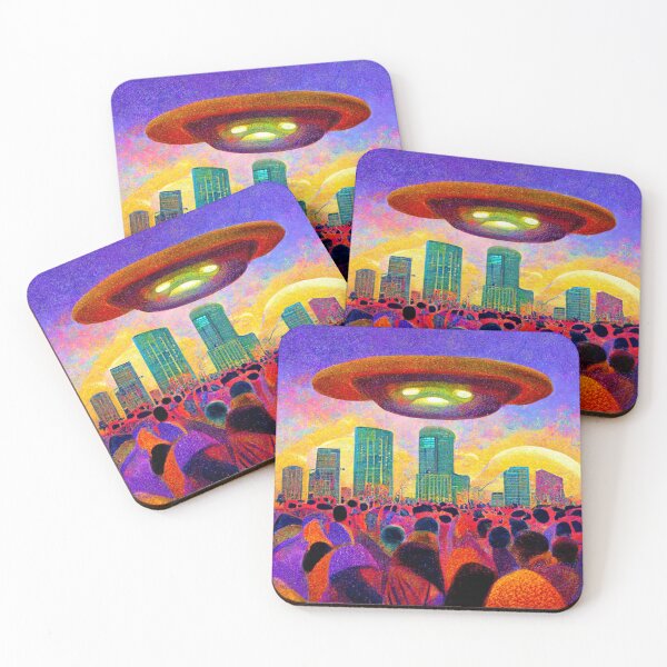 Item preview, Alien Invasion UFO Psychedelic Otherworldly Extraterrestrial Invade Colorful Flying Object  designed and sold by Weirdarto.