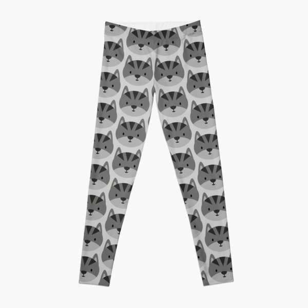 Cat Head Icon Cartoon Character Symbol Design Concept - Grey Black Kitten  Face Leggings for Sale by ShopieHome