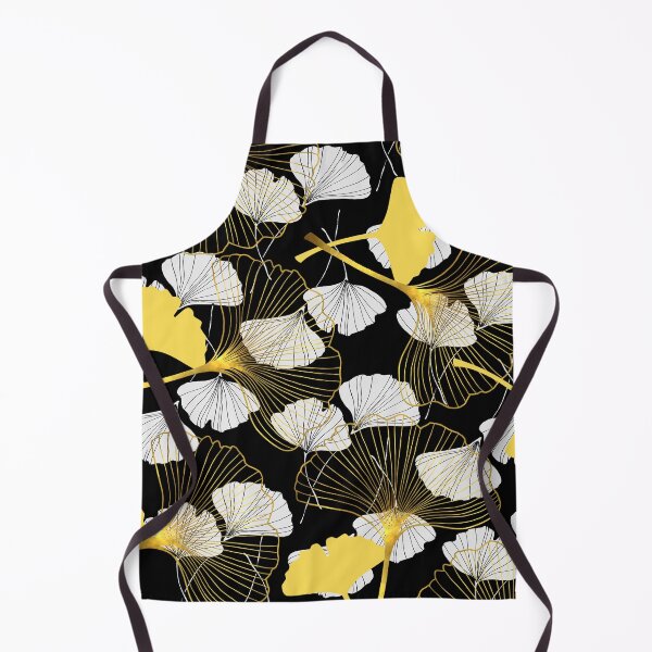 Item preview, White and golden Ginkgo Leaves Pattern with Black background designed and sold by bloodberi.