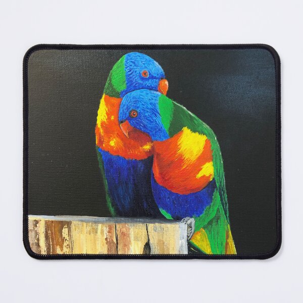 Item preview, Rainbow Lorikeets on Tree Stump designed and sold by jacquihmyart.