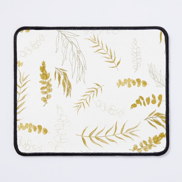 Item preview, golden eucalyptus leaves pattern designed and sold by ColorandColor.