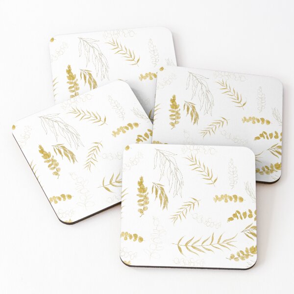 Item preview, golden eucalyptus leaves pattern  designed and sold by ColorandColor.