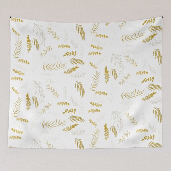 Item preview, golden eucalyptus leaves pattern  designed and sold by ColorandColor.