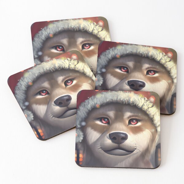 Item preview,  Christmas Kishu Ken Wearing A Santa Hat designed and sold by ZenEverAI.