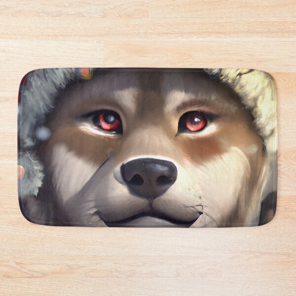 Item preview,  Christmas Kishu Ken Wearing A Santa Hat designed and sold by ZenEverAI.