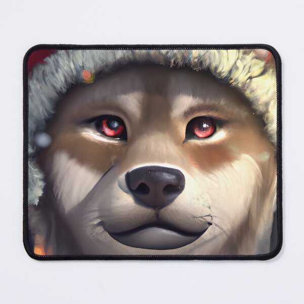 Item preview, Christmas Kishu Ken Wearing A Santa Hat designed and sold by ZenEverAI.