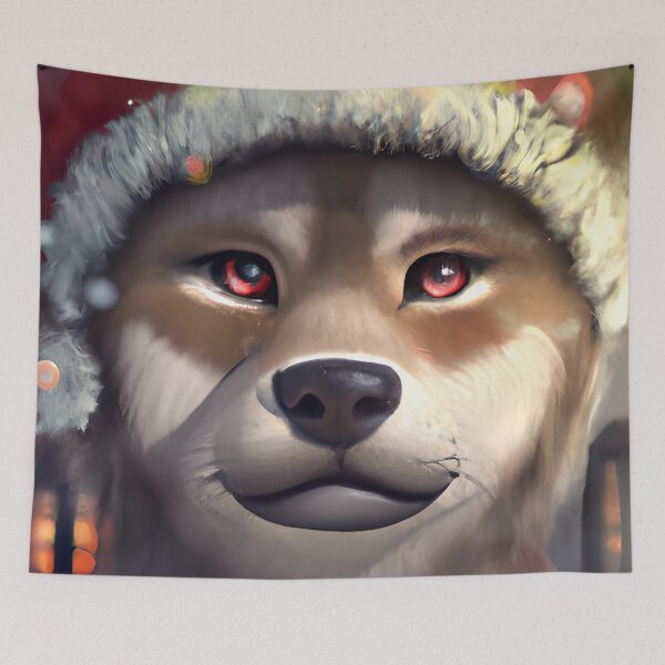 Item preview,  Christmas Kishu Ken Wearing A Santa Hat designed and sold by ZenEverAI.