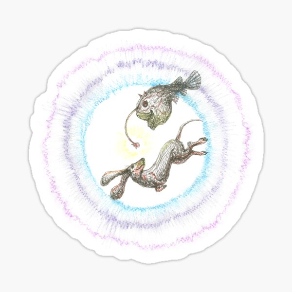 Item preview, Deep sea diving Dachshund. Sausage dog swimming with anglerfish, illustration. designed and sold by CandyMedusa.