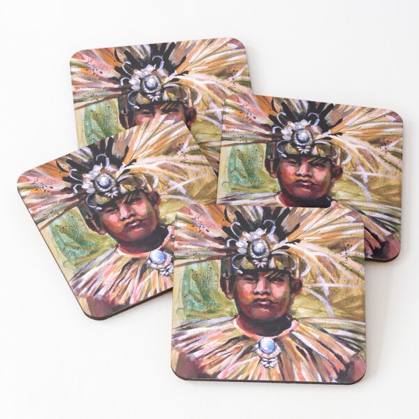 Item preview, Hawaiian Boy in Headdress designed and sold by AmandaFineArt.