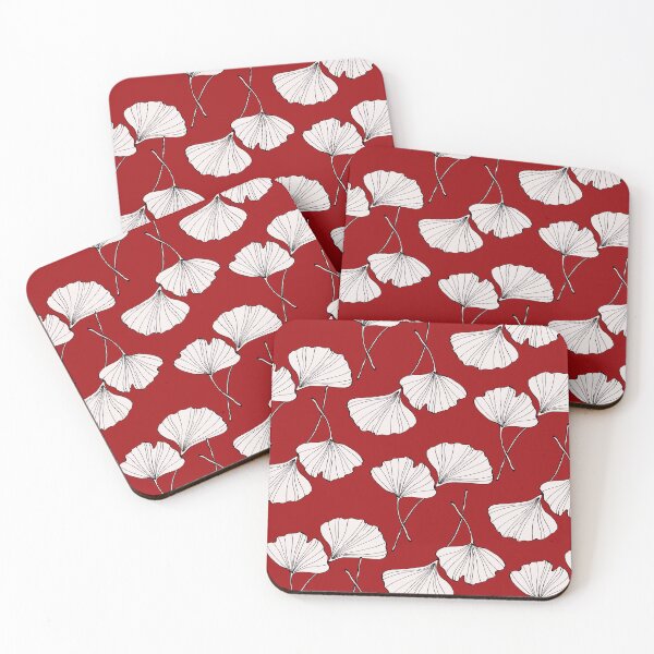 Item preview, Double Ginkgo Leaves Pattern with Red Background designed and sold by bloodberi.