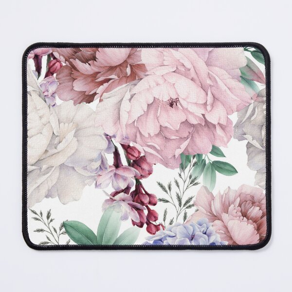 Item preview, Pink and White Roses with Hydrangea on White Background designed and sold by DzineVine.