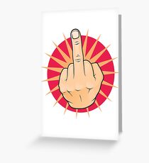 Vintage Pop Art Middle Finger Up Gesture. Greeting Card