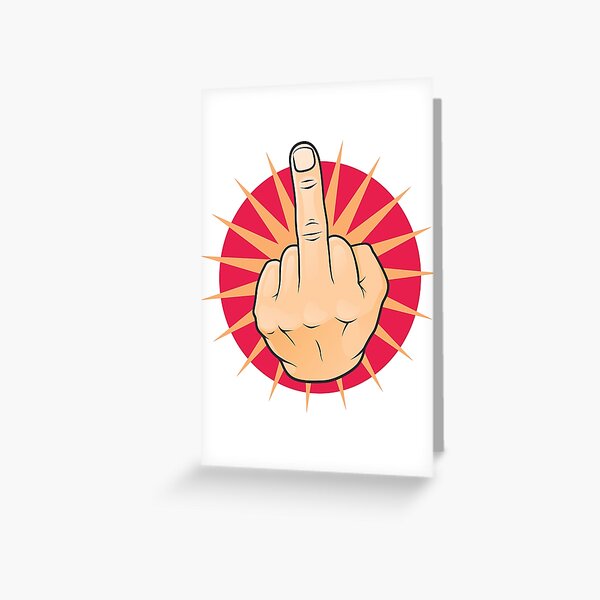 Vintage Pop Art Middle Finger Up Gesture. Greeting Card