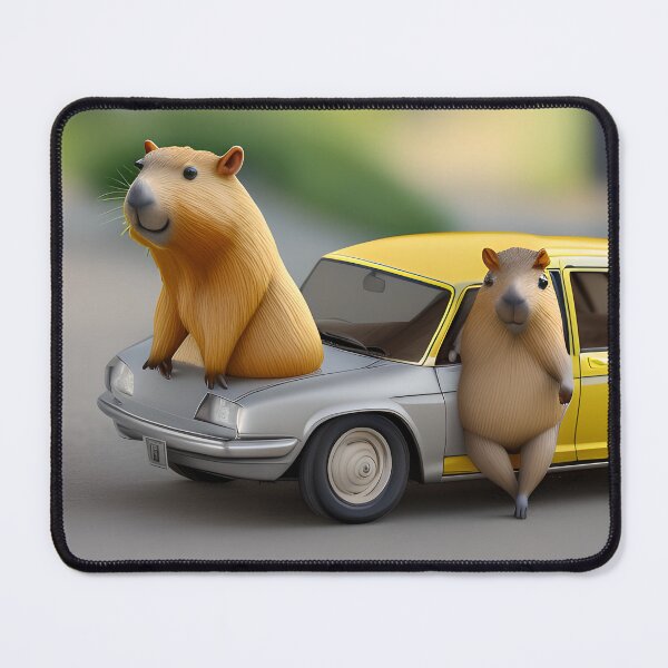 Item preview, Cute Capybaras and a yellow car designed and sold by Chubuter.