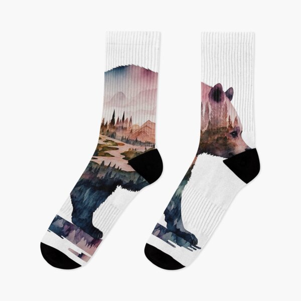 Item preview, Brown bear and lanscape double exposure 02 designed and sold by printiesart.