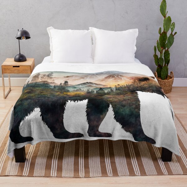 Item preview, Oso pardo y paisaje doble exposición 03 designed and sold by printiesart.