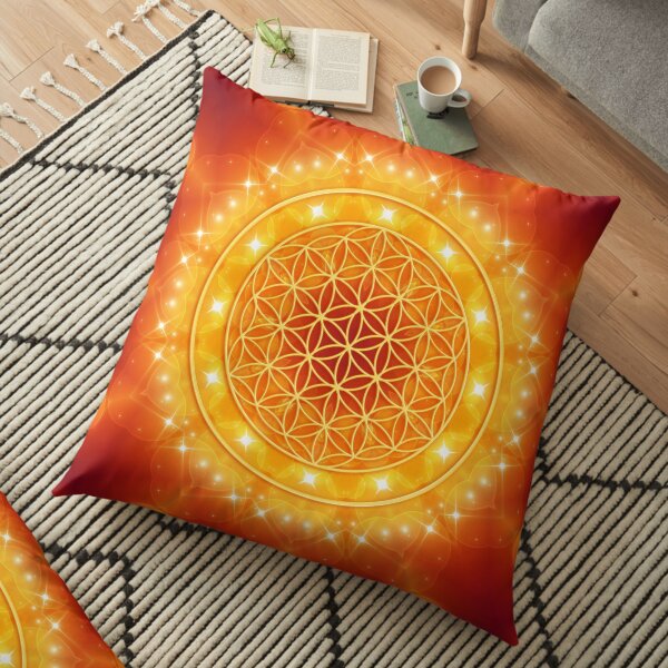 Flower of Life - Golden Light Energy Bodenkissen