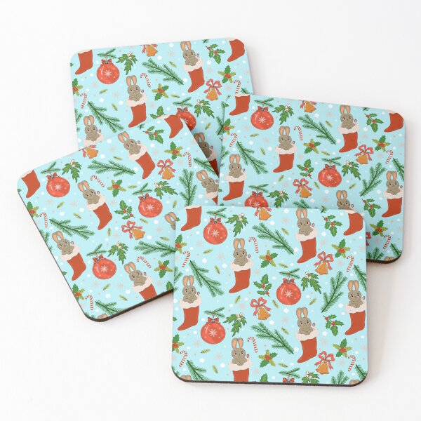 Item preview, Christmas pattern with cute bunnies and winter decor designed and sold by burbura.
