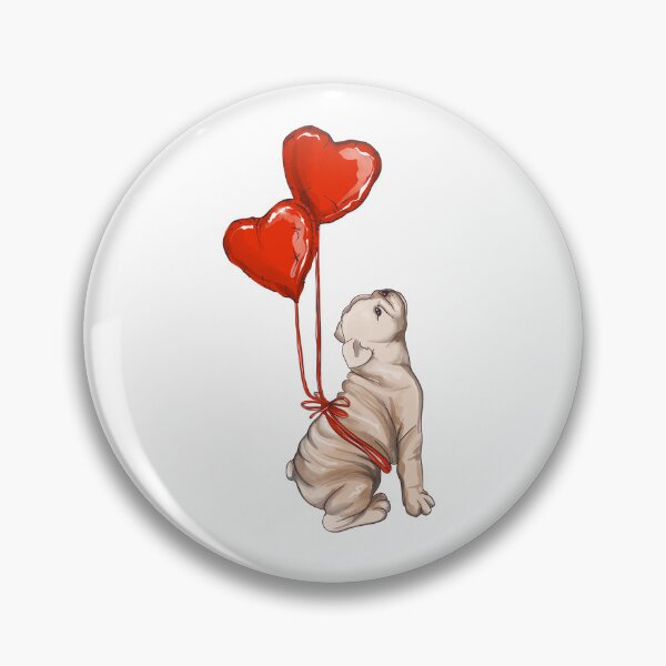 Item preview,  Dog Valentine , pug with red heart balloons  designed and sold by Milatoo.