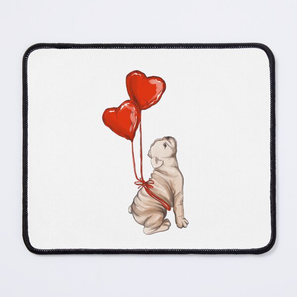 Item preview,  Dog Valentine , pug with red heart balloons  designed and sold by Milatoo.