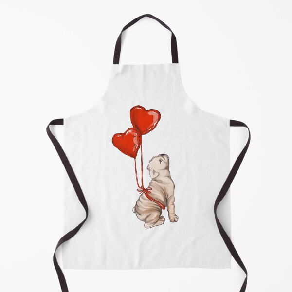 Item preview, Dog Valentine , pug with red heart balloons designed and sold by Milatoo.