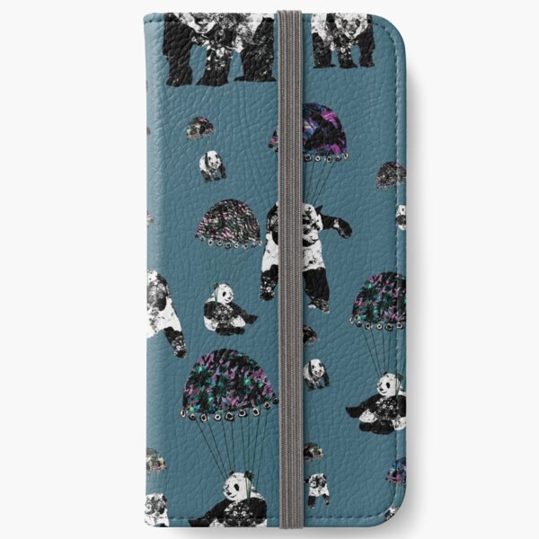 PANDAMONIUM // Parachuting Pandas // Blue iPhone Wallet