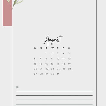 Aesthetic August Calendar [not mine]