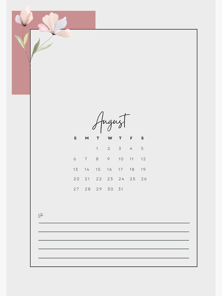 Aesthetic August Calendar [not mine]