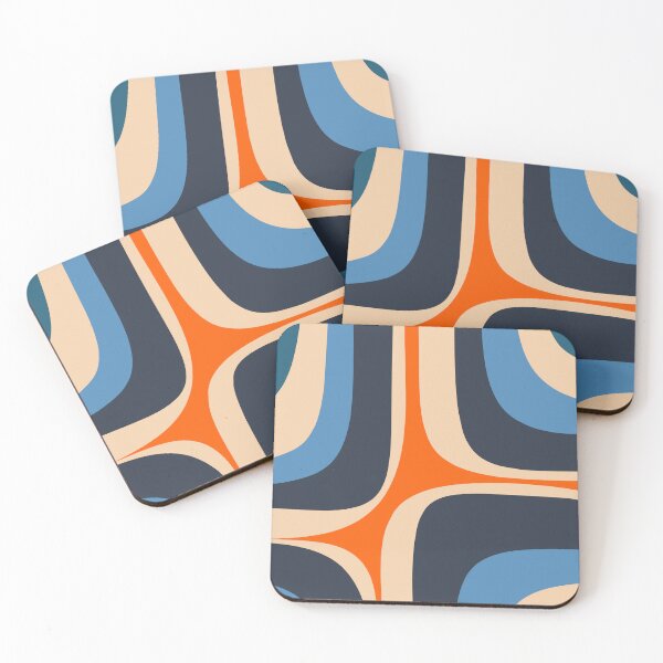 Item preview, Retro Groove Abstract Pattern Blue and Orange designed and sold by kierkegaard.