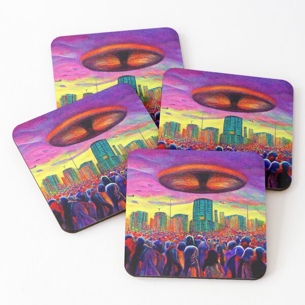 Item preview, Alien Invasion UFO Psychedelic Otherworldly Extraterrestrial Lifeform Colorful Flying Object  designed and sold by Weirdarto.