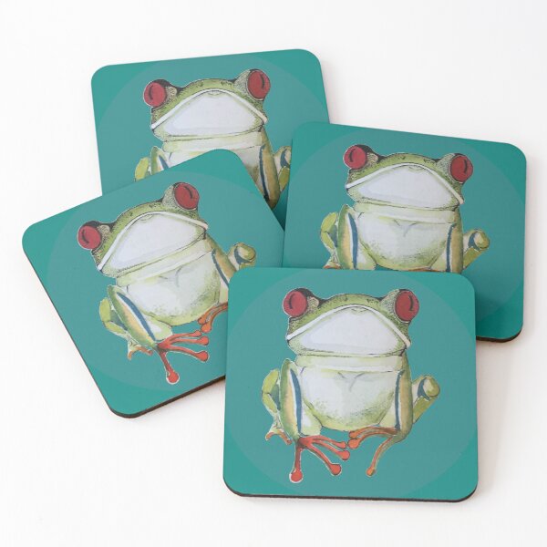 Item preview, green watercolor frog designed and sold by MarieEclair.