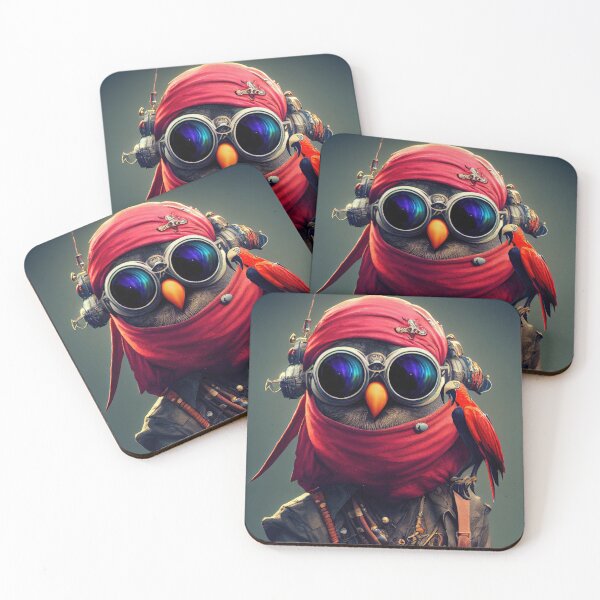 Item preview, The Cyberpunk Pirate Parrot: An Anthropomorphic, Tiny, and Cute Cybernetic Companion designed and sold by MimozaStudio.
