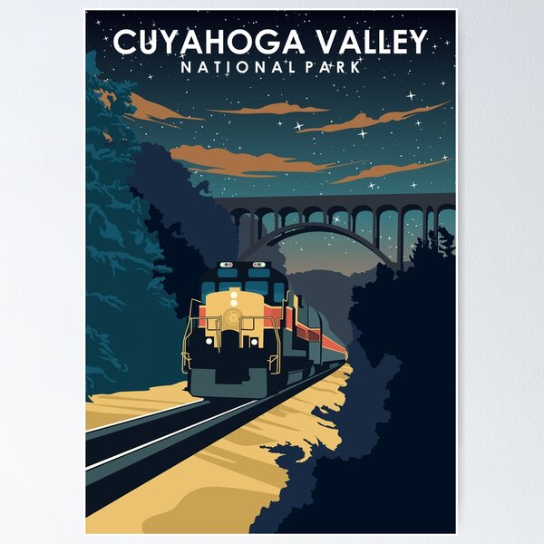 Item preview, Cuyahoga Valley National Park Vintage Minimal Travel Poster at Night designed and sold by Stadify.