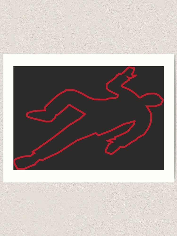 Crime scene death outline dark red chalk around body Art Print for Sale by  Rz-Fz