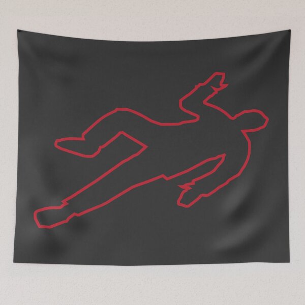 Item preview, Crime scene death outline dark red chalk around body designed and sold by Rz-Fz.