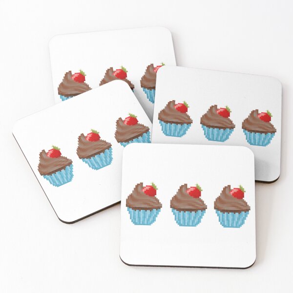 Item preview, Retro Pixel Chocolate Strawberry Frosted Cupcakes designed and sold by 8BitTrip.