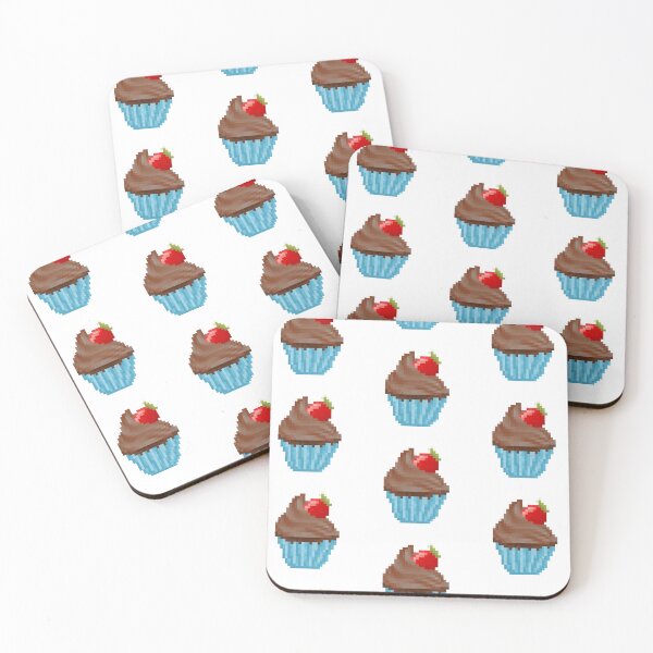 Item preview, Retro Pixel Chocolate Strawberry Frosted Cupcakes designed and sold by 8BitTrip.