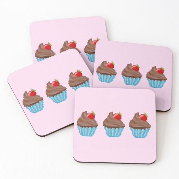 Item preview, Retro Pixel Chocolate Strawberry Frosted Cupcakes designed and sold by 8BitTrip.